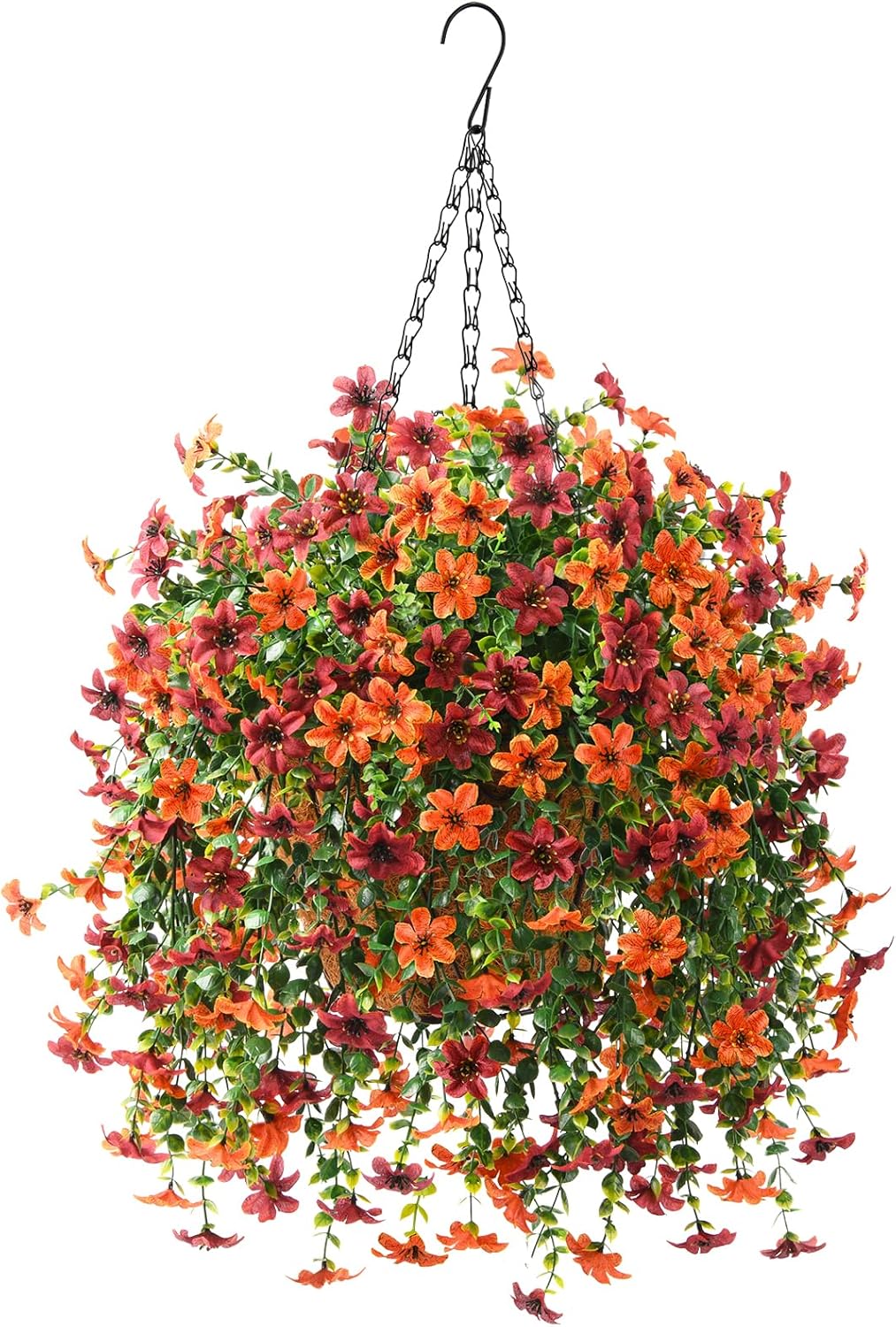 Artificial Faux Hanging Flowers Basket for Outdoor Fall Decor