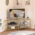 Modern Gold Corner TV Stand, Outlet, Glass Shelves