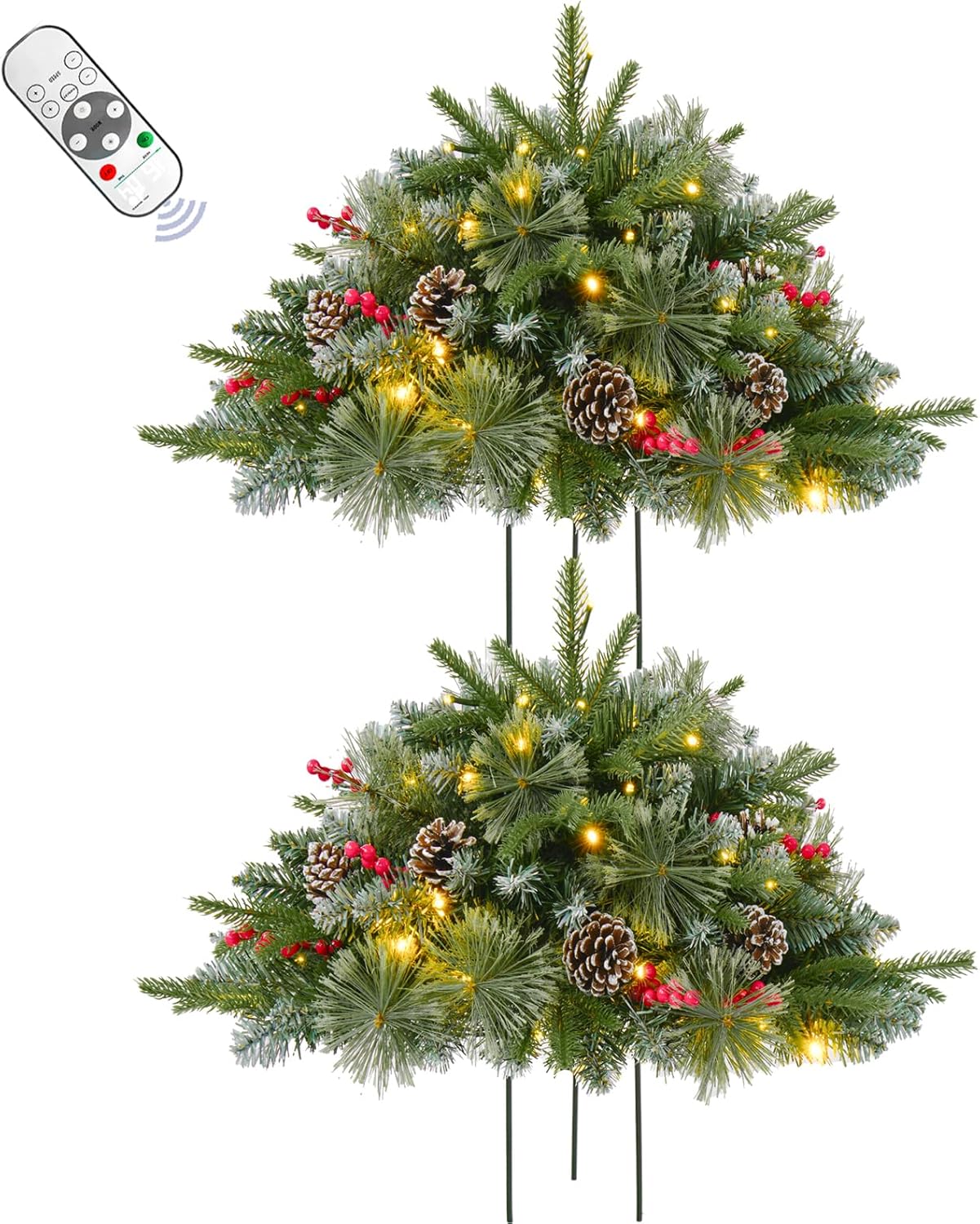 24 Inch Lighted Outdoor Christmas Tree with Dual Color LED Lights