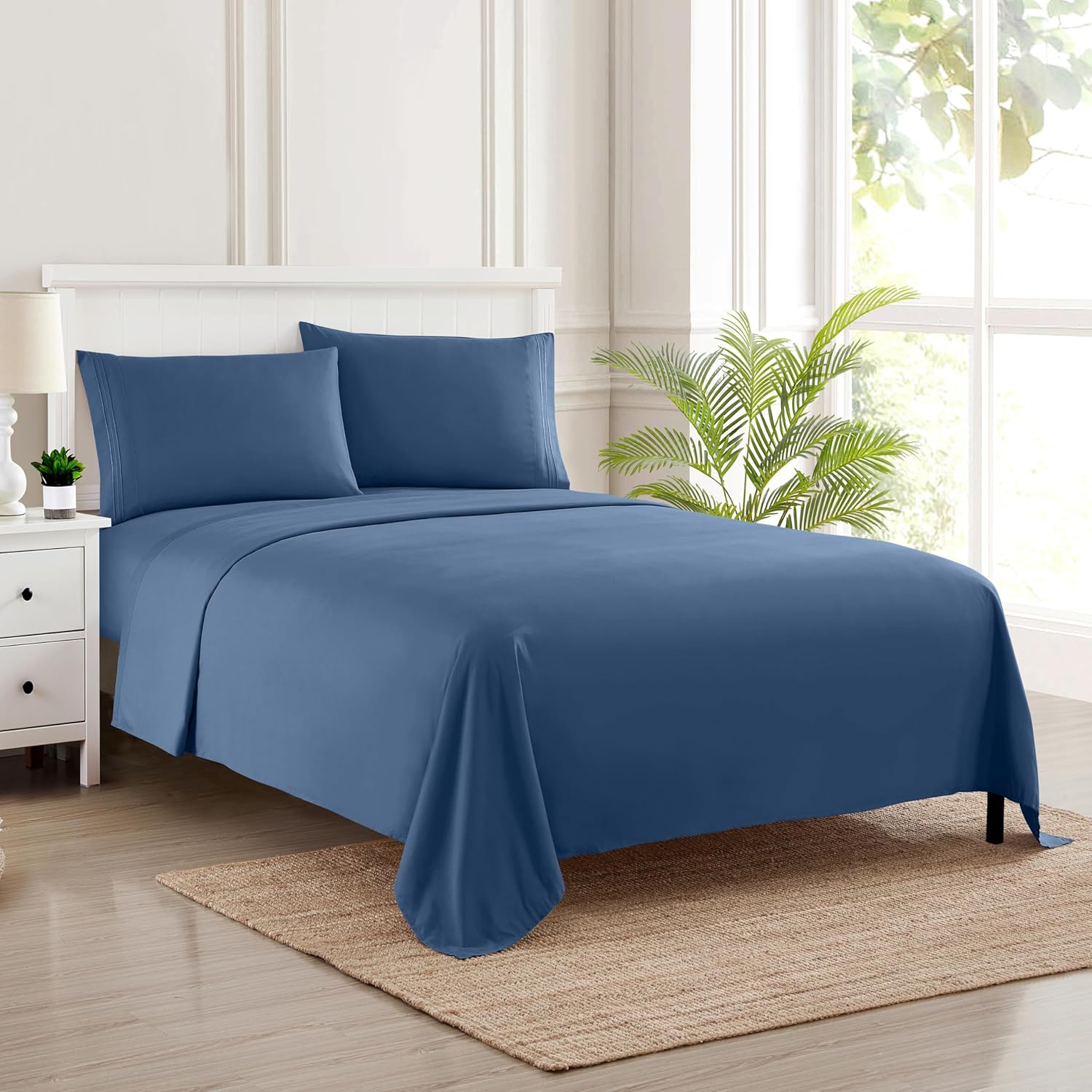 California King Sheet Sets - Luxury Deep Pocket Bedding Denim