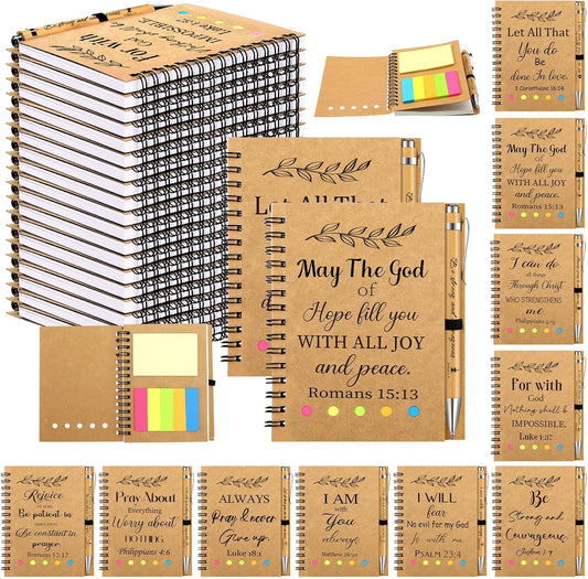 100pc Employee Appreciation & Church Gift Set: Spiraled Notebooks & Bible Pens