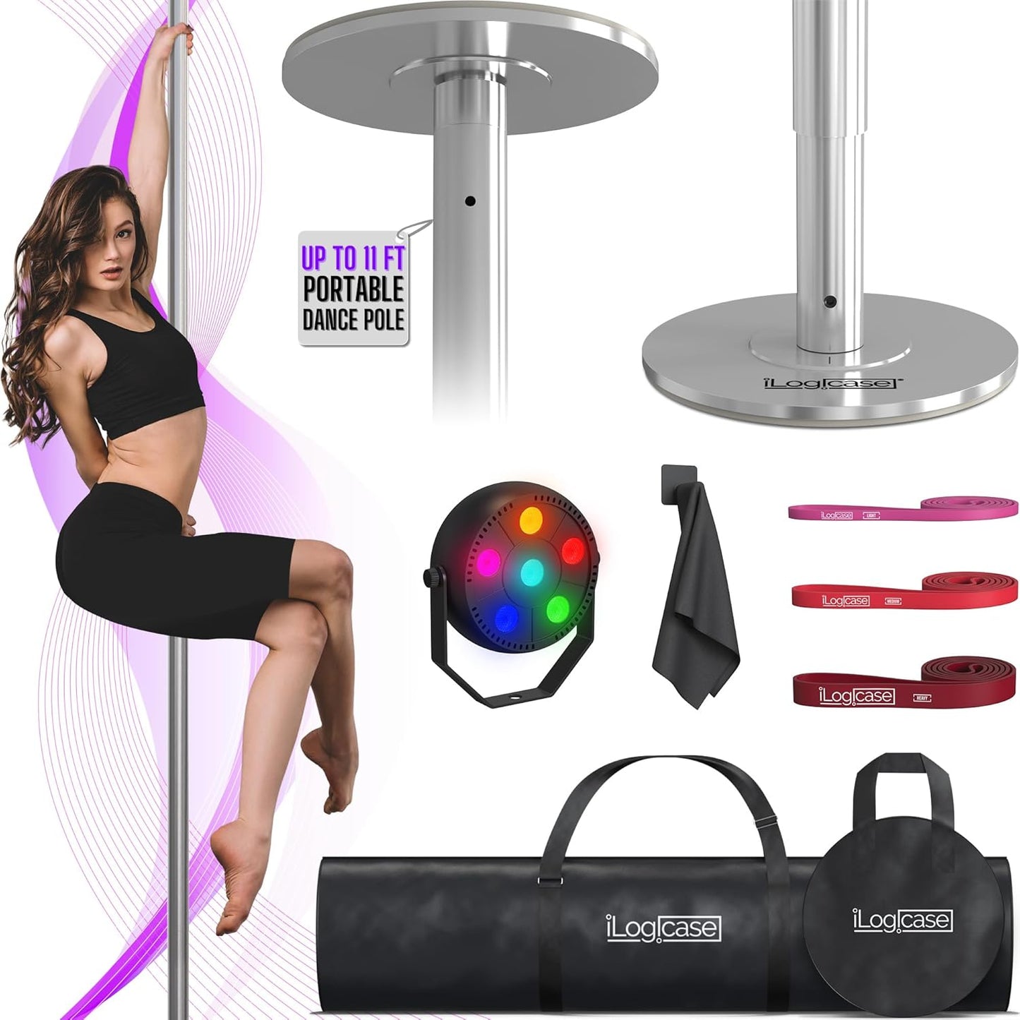 Spinning Dancing Pole for Home - Adjustable Height and Portable