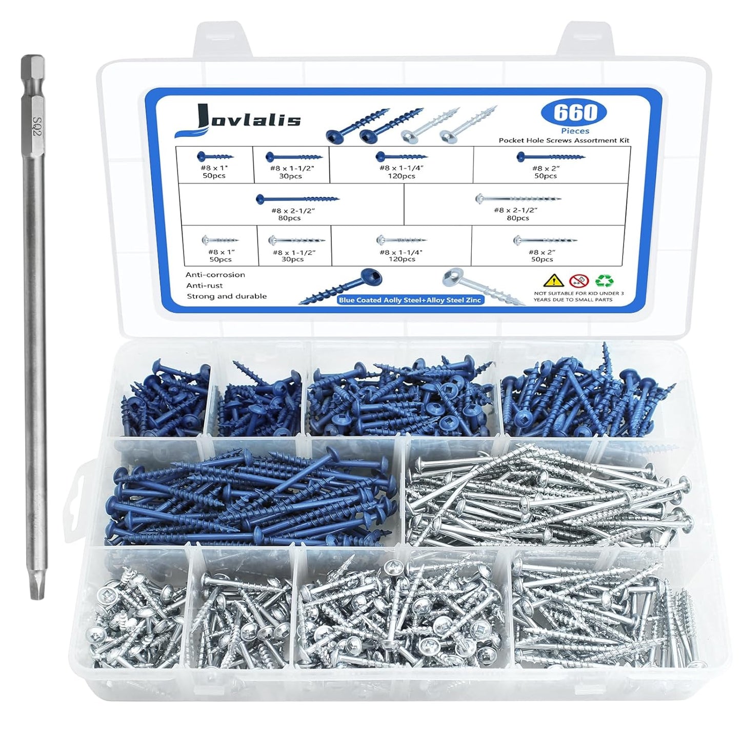 660 PCS Pocket Hole Screws Assortment Kit for Wood Projects