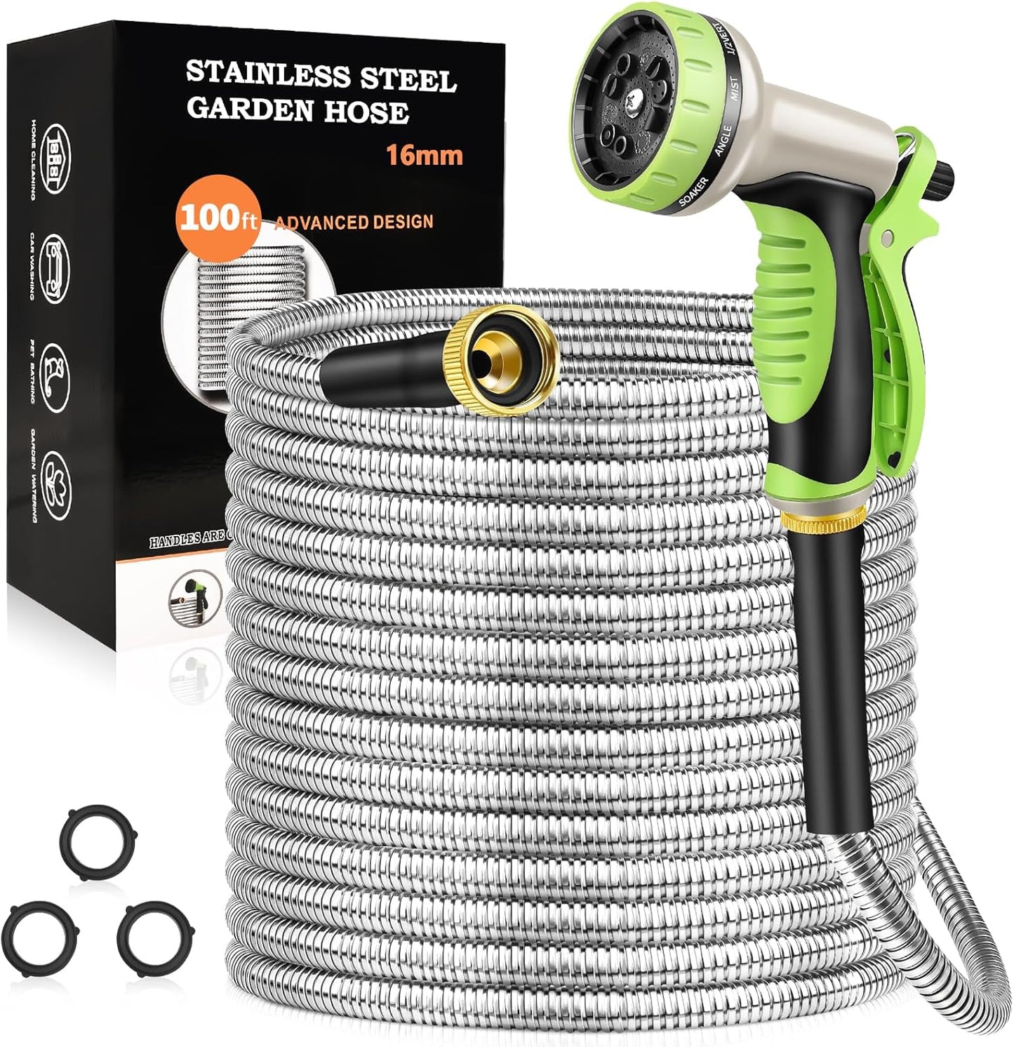GOXAWEE Garden Hose 100FT - Heavy Duty, No-Kink, Flexible Design