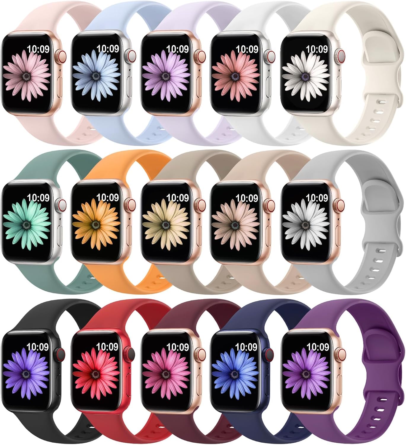 15 Pack Soft Silicone Apple Watch Bands - Ultimate Comfort!
