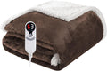 Electric Heated Blanket Throw 50in x 60in Dark Brown - Soft Flannel