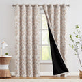 jinchan Blackout Curtains 90 in Length Brown Damask Medallion - Room