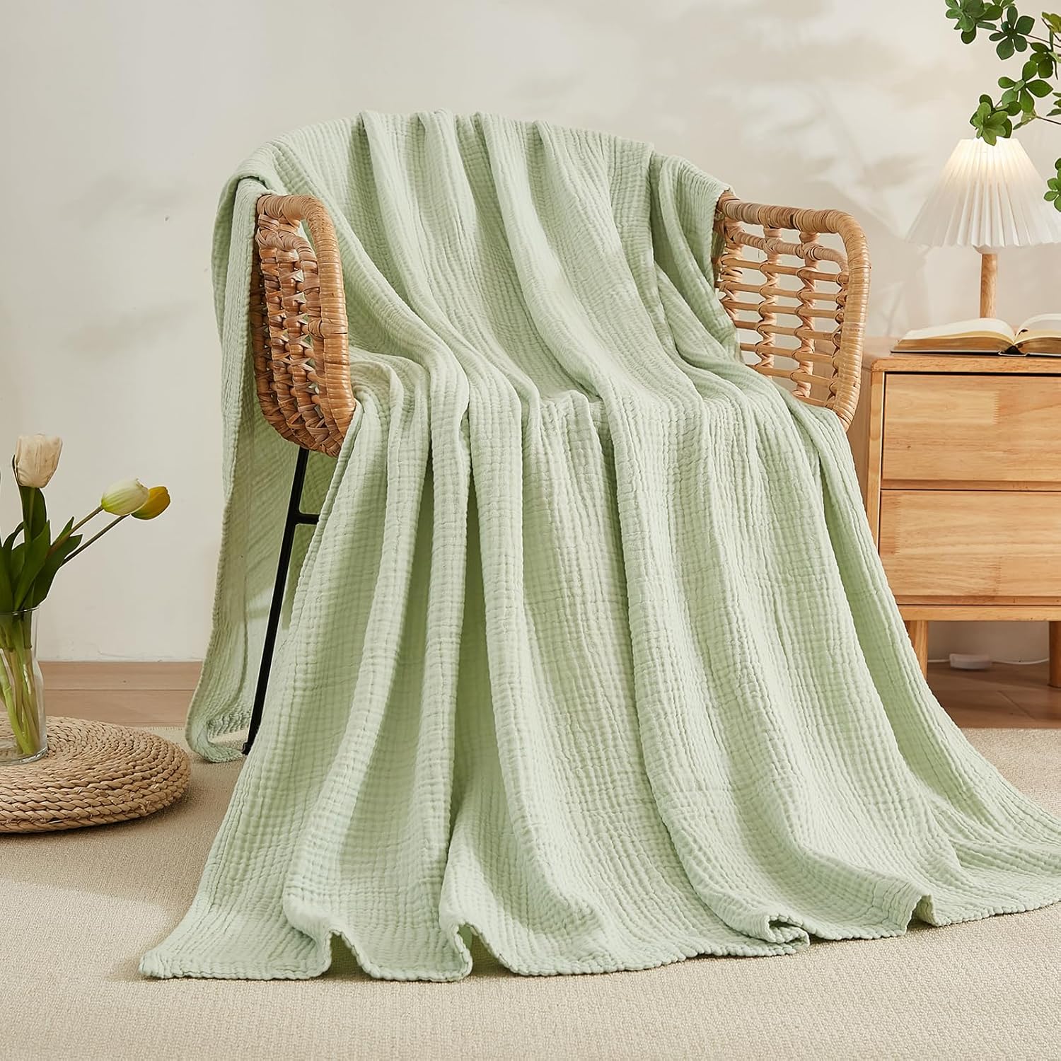 EMME Cotton Muslin Twin XL Blanket for Soft and Breathable Comfort