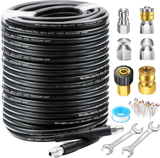 150FT Sewer Jetter Kit for Pressure Washer with Nozzles