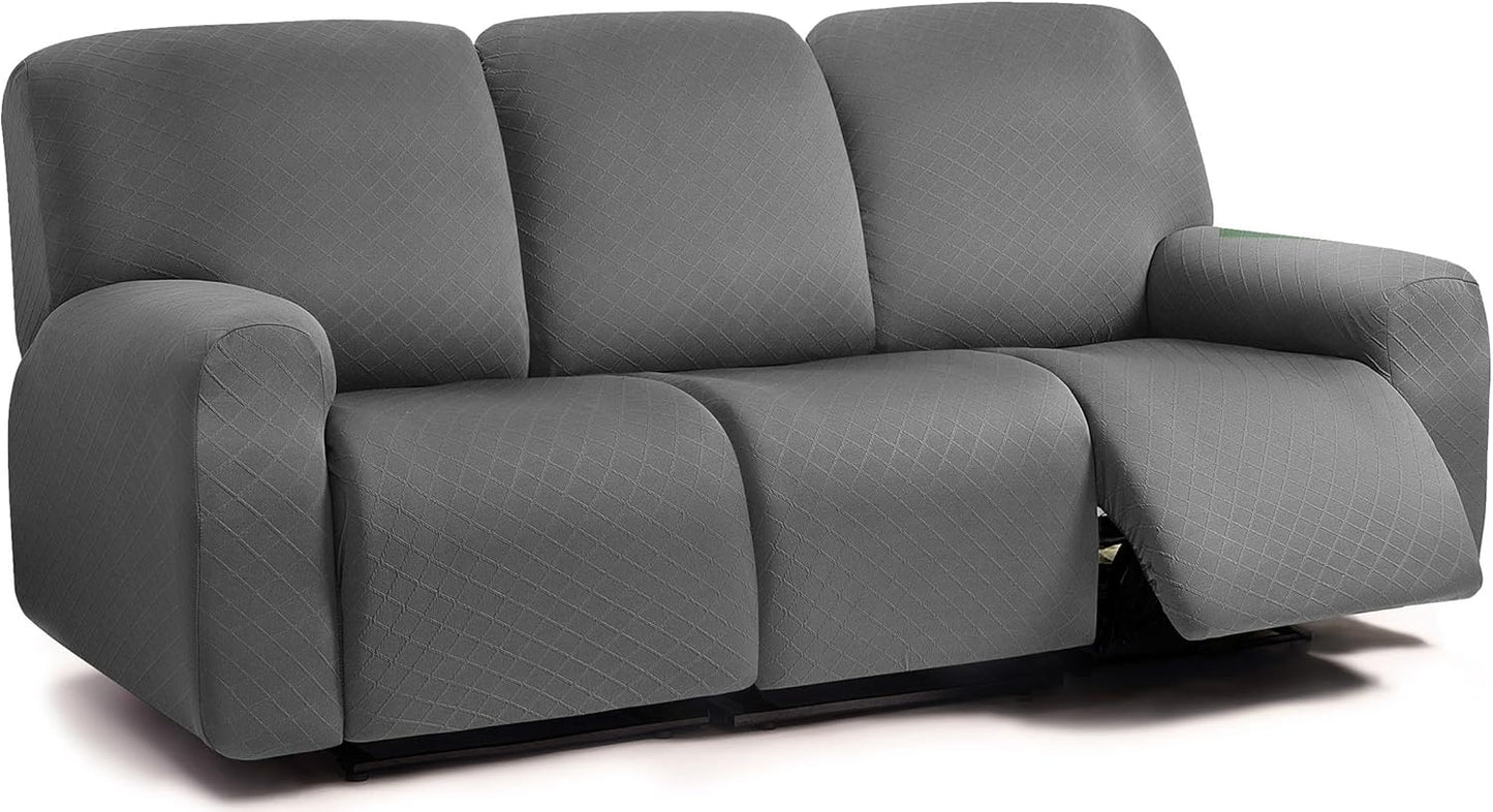 ULTICOR Squared Jacquard Design 8-Piece Recliner Sofa Covers