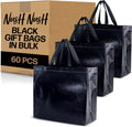 Black Reusable Gift Bags 60 Pack - Shiny Large Gift Bags for Business