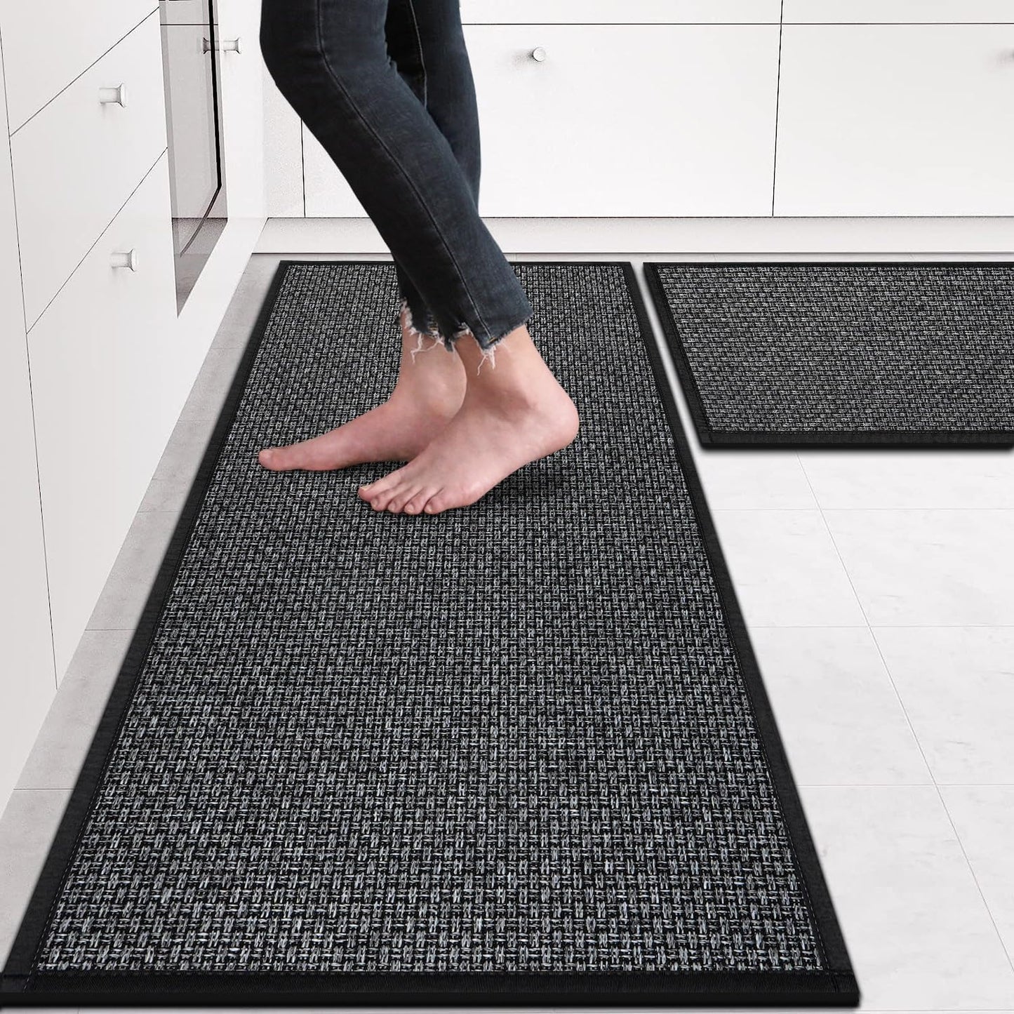 Kitchen Rugs Non Skid Washable Set of 2 for Farmhouse Style
