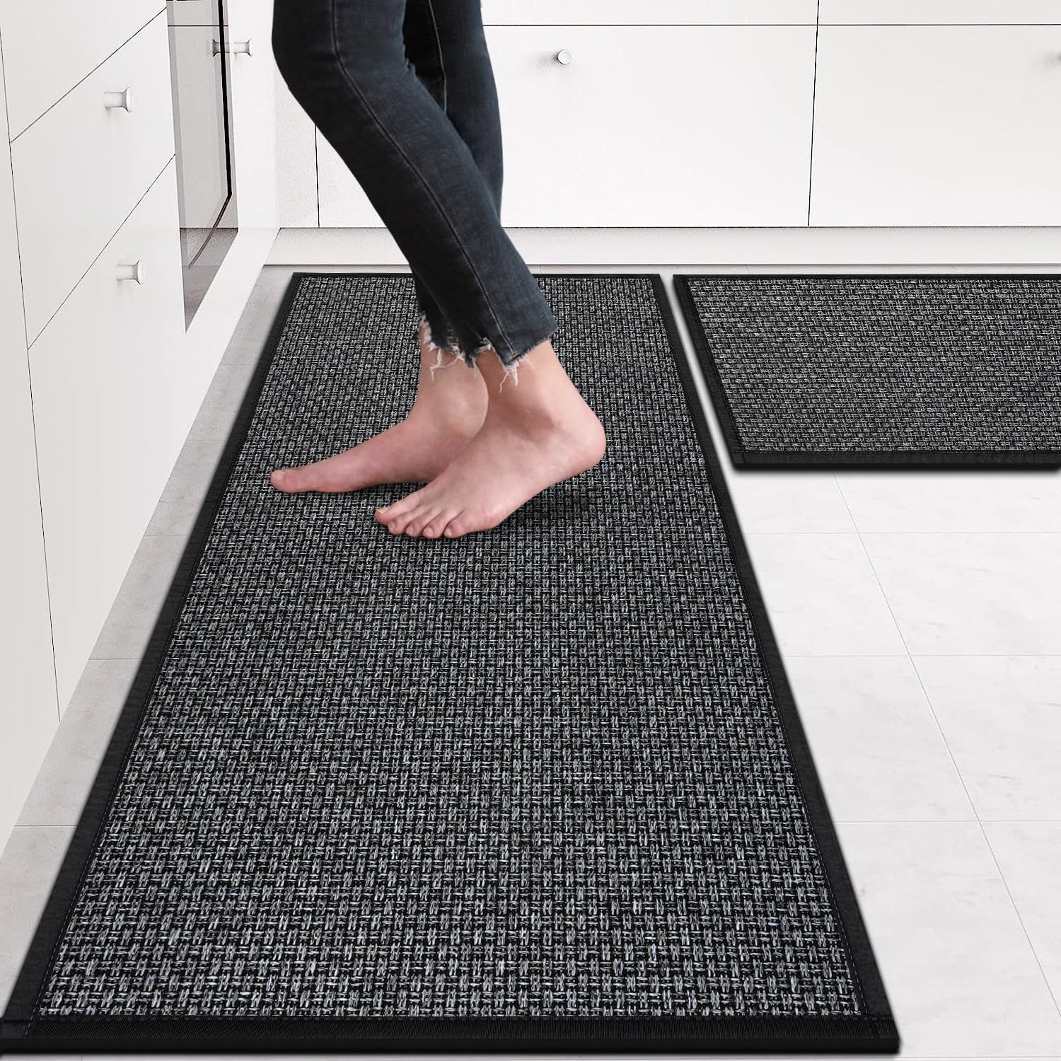 Kitchen Rugs Non Skid Washable Set of 2 for Farmhouse Style