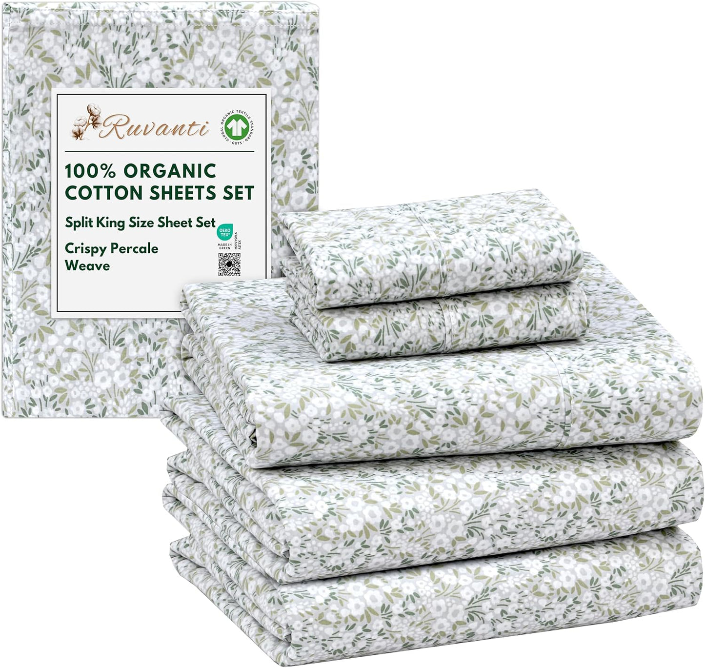 100% Organic Cotton Sheets Split King Set for Ultimate Comfort