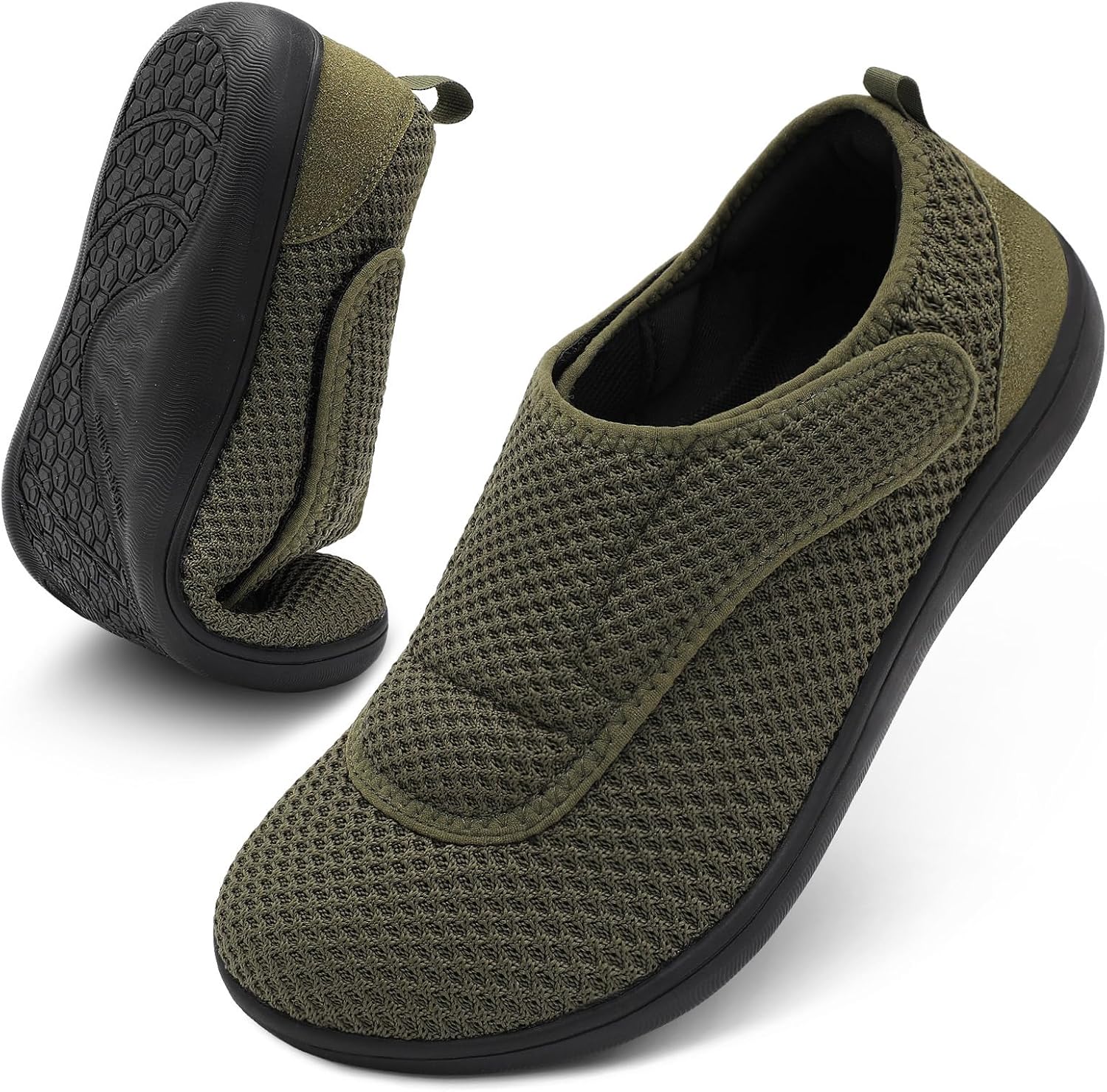 Mens Walking Shoes Wide Diabetic Adjustable Shoes for Comfort