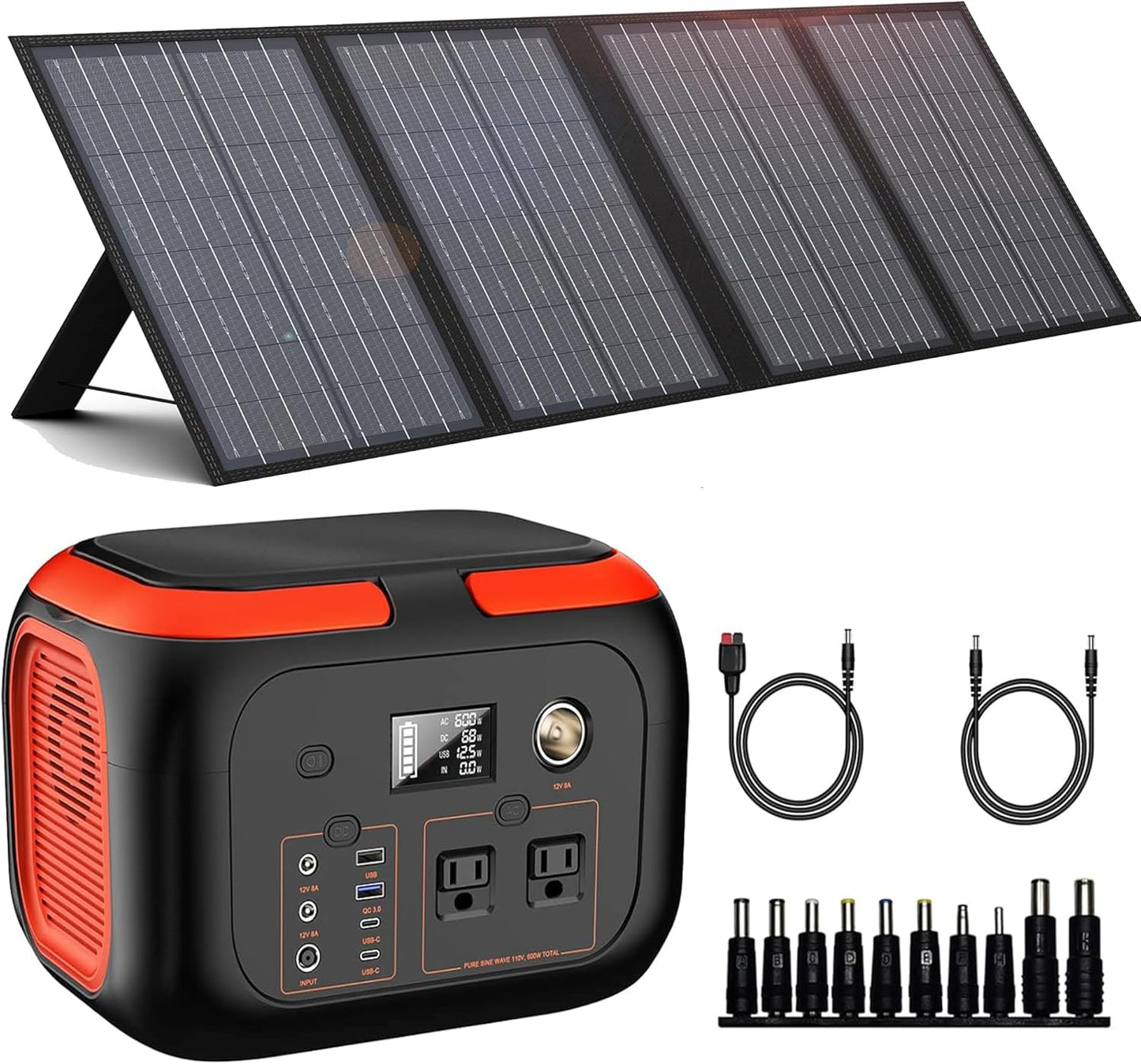 Portable Solar Generator Kit - 296Wh Power Bank for Outdoor Adventures