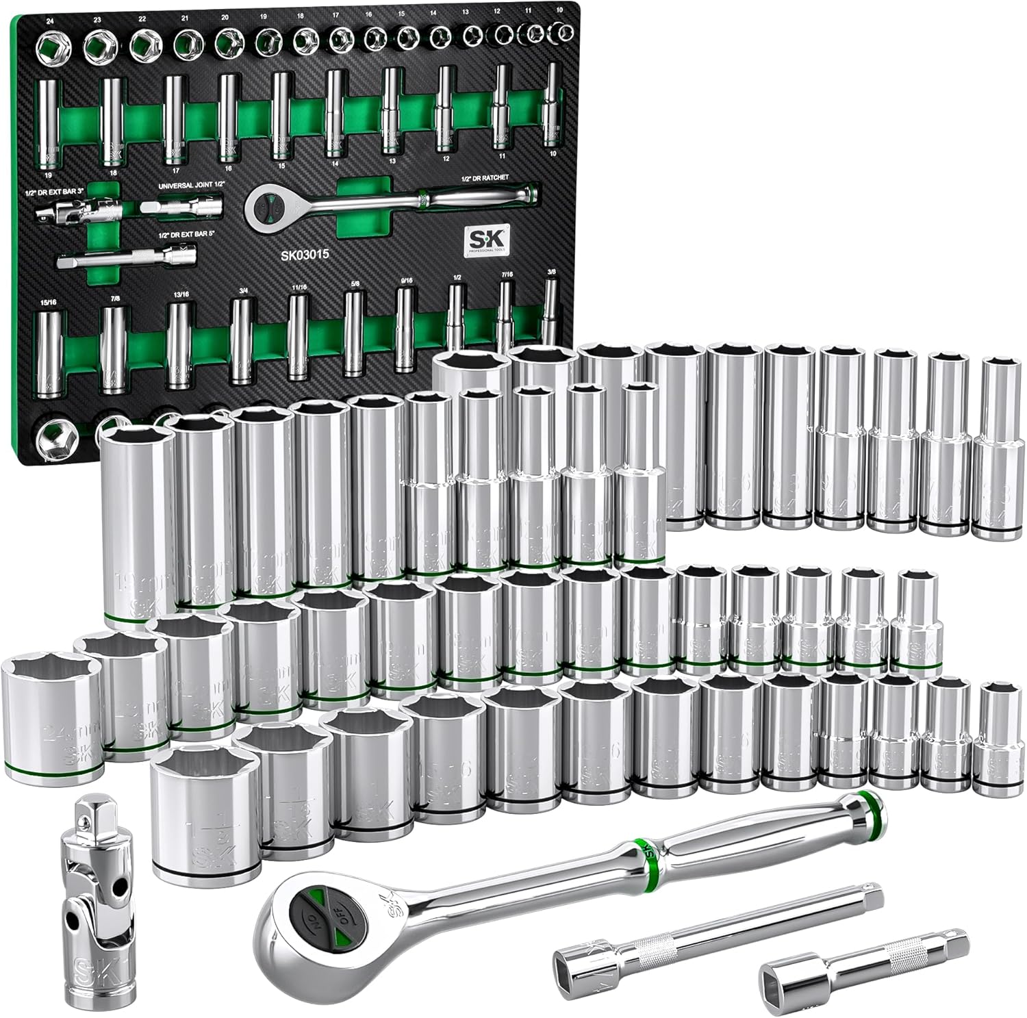 Premium 52-Piece Socket Set with 160-P Ratchet for Professionals