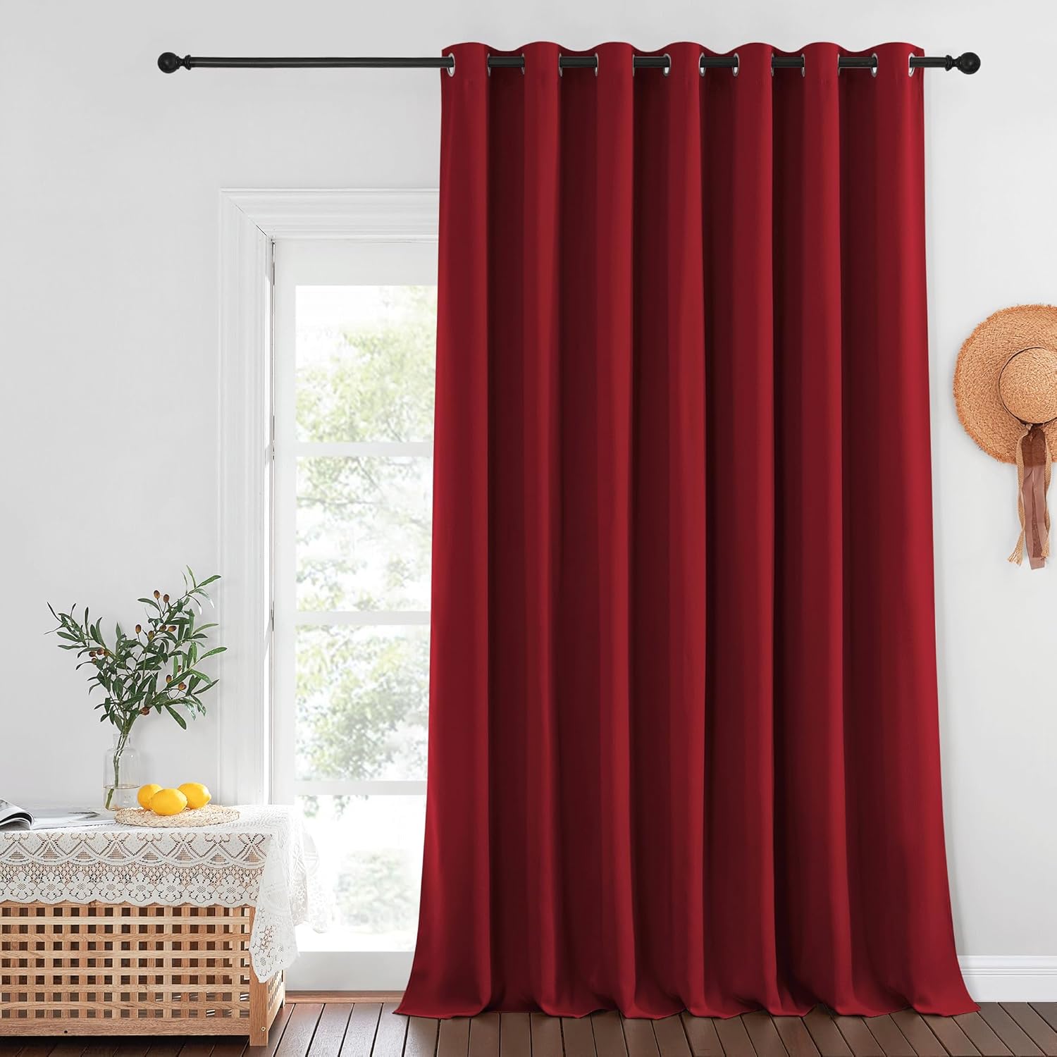 NICETOWN Blackout Curtains for Sliding Glass Door - Burgundy Red
