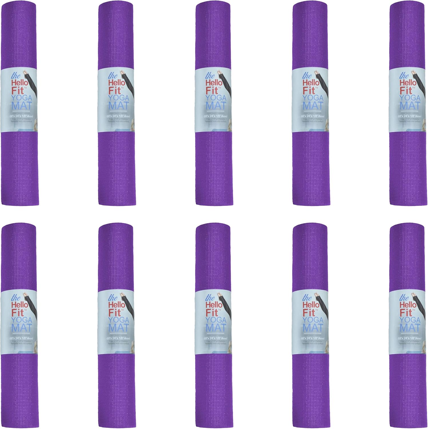 10-Pack Non-Slip Yoga Mats - Bulk Fitness Essential