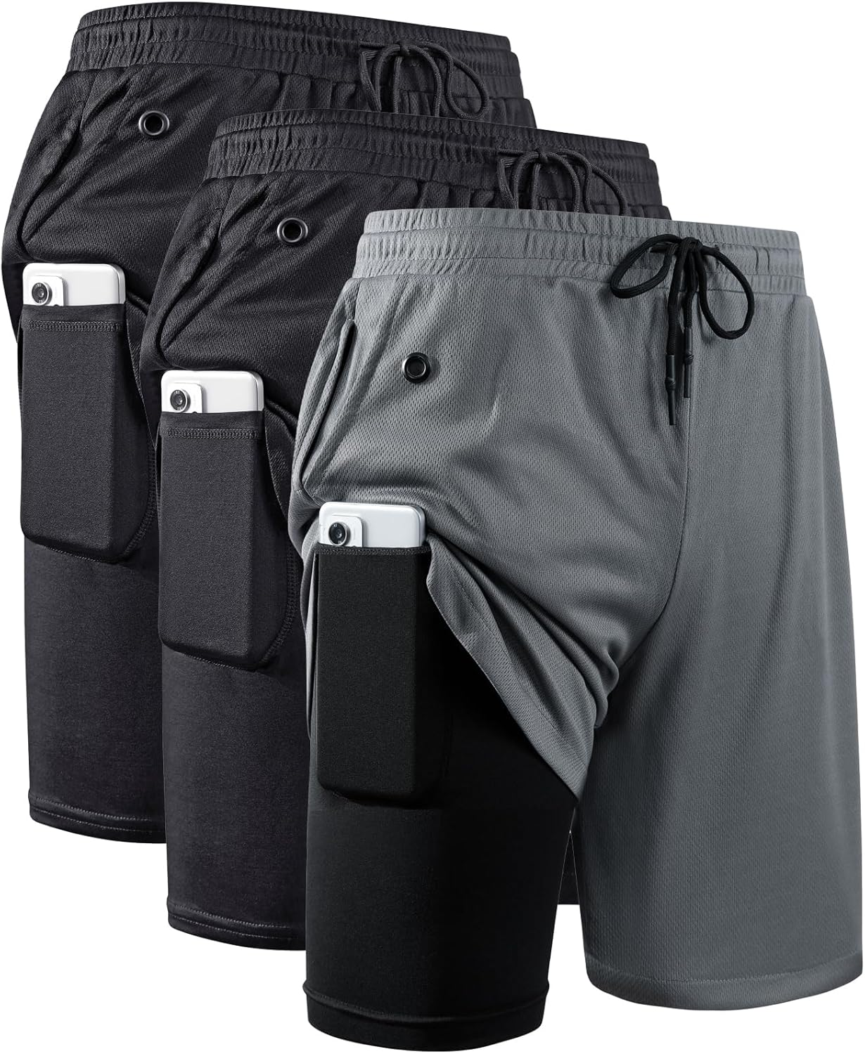 JWJ Men's 2 in 1 Workout Running Shorts for Active Lifestyles