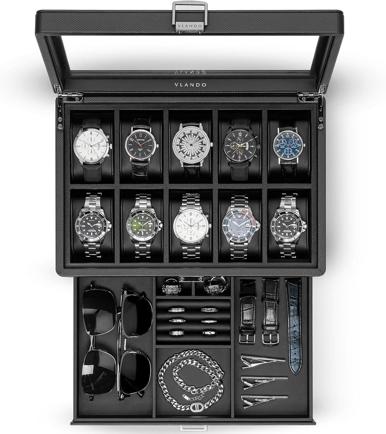 Vlando Lockable Watch Box: Organize Stylishly
