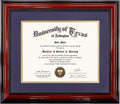 11x14 Diploma Degree Frame with Purple Mat - Cherry Wood Display