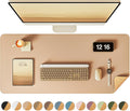 YSAGi Double-Sided Desk Pad Leather Cork Mat - Apricot