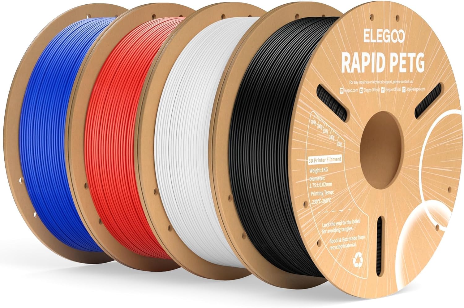 ELEGOO Rapid PETG Filament Bundle 4KG for High Speed Printing