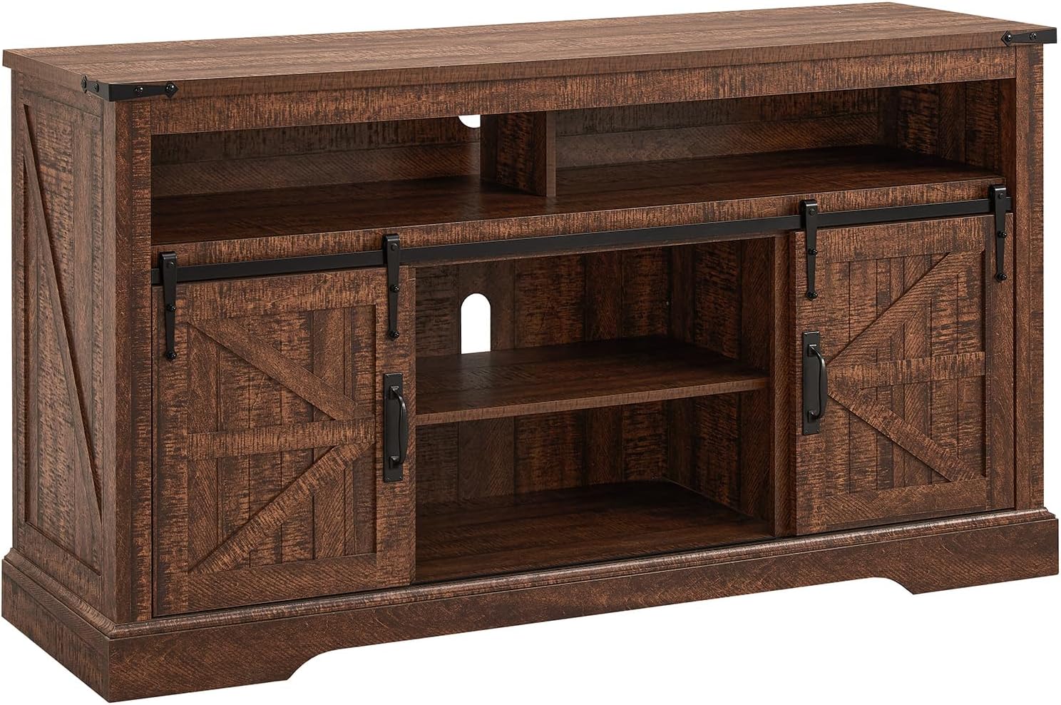 Rustic Barnwood TV Stand: 65+ Inch Highboy w/ Sliding Door