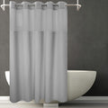 River Dream Gray Fabric Shower Curtain Set - Waffle Weave, Snap Liner