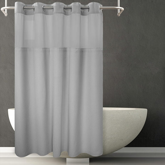 River Dream Gray Fabric Shower Curtain Set with Replacement Liner