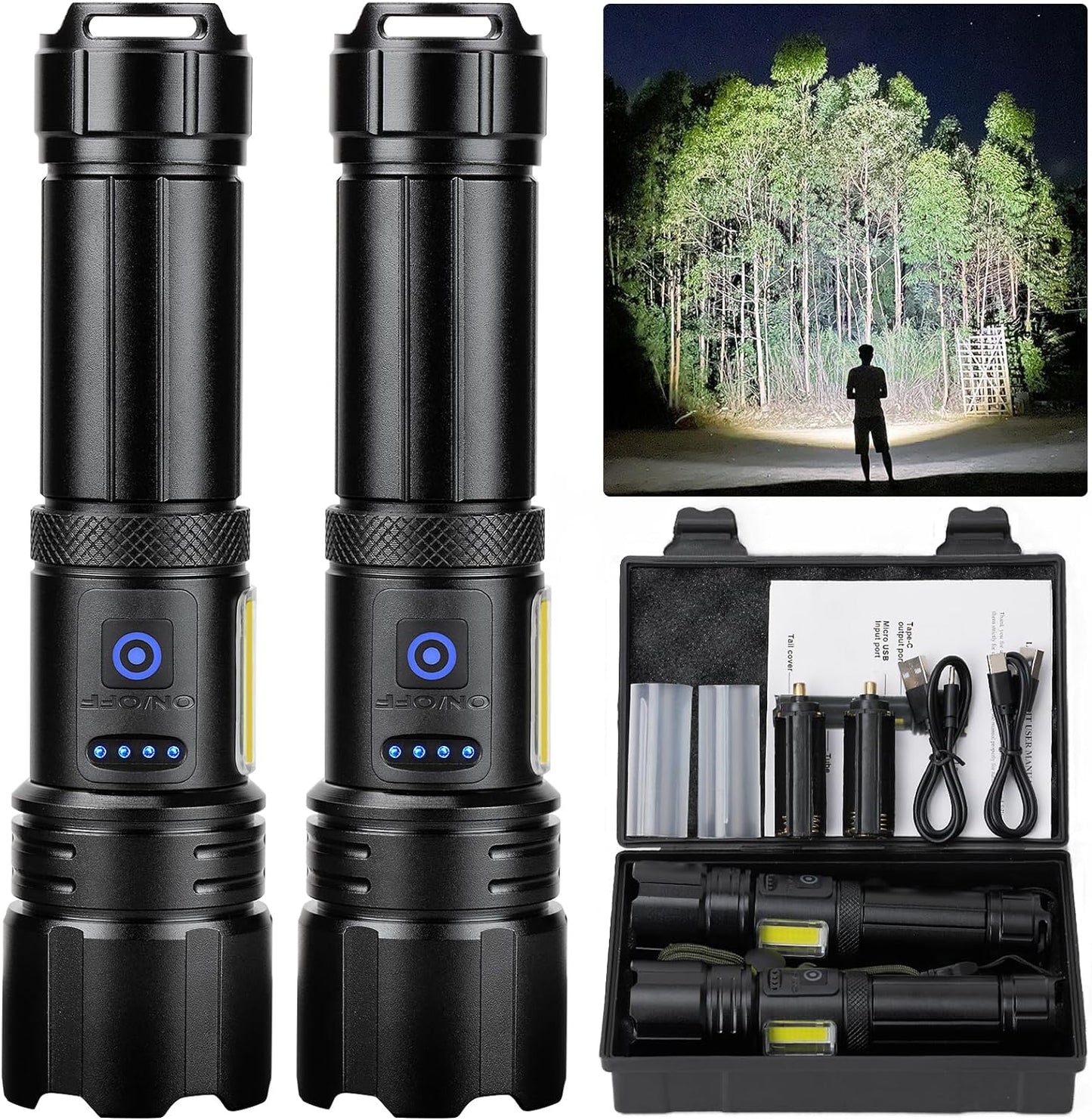 Sigoobal 900000 Lumens Rechargeable Flashlight Duo - Bright, Versatile, Waterproof