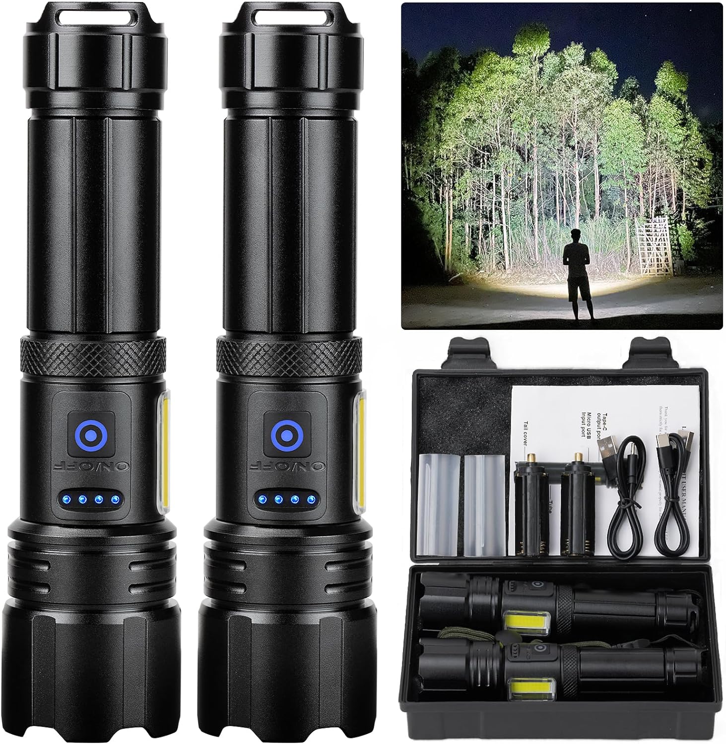 Sigoobal 900000 Lumens Rechargeable Flashlight Duo - Bright, Versatile, Waterproof
