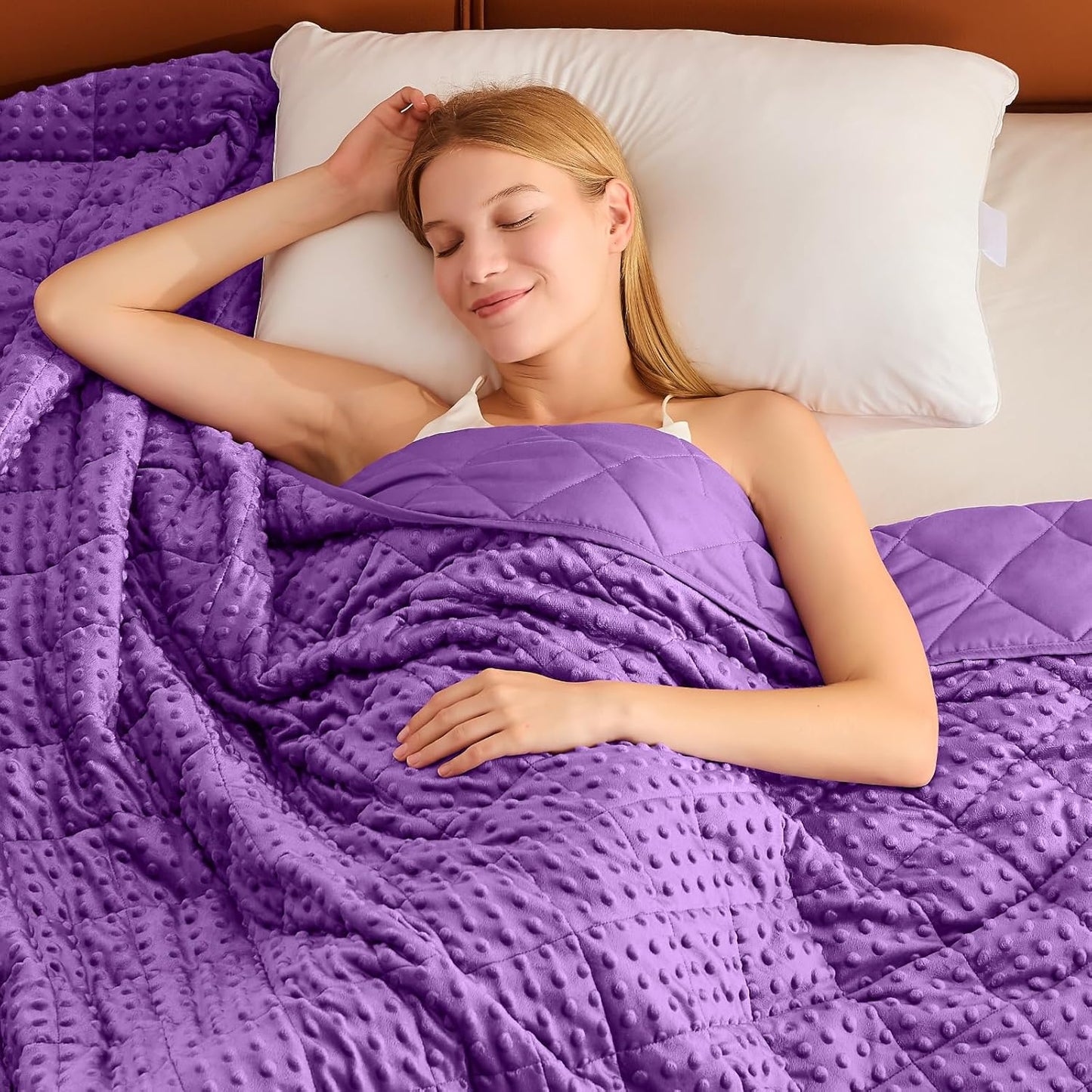 Purple Weighted Blanket for Adults 12lbs - Cozy Minky Comfort