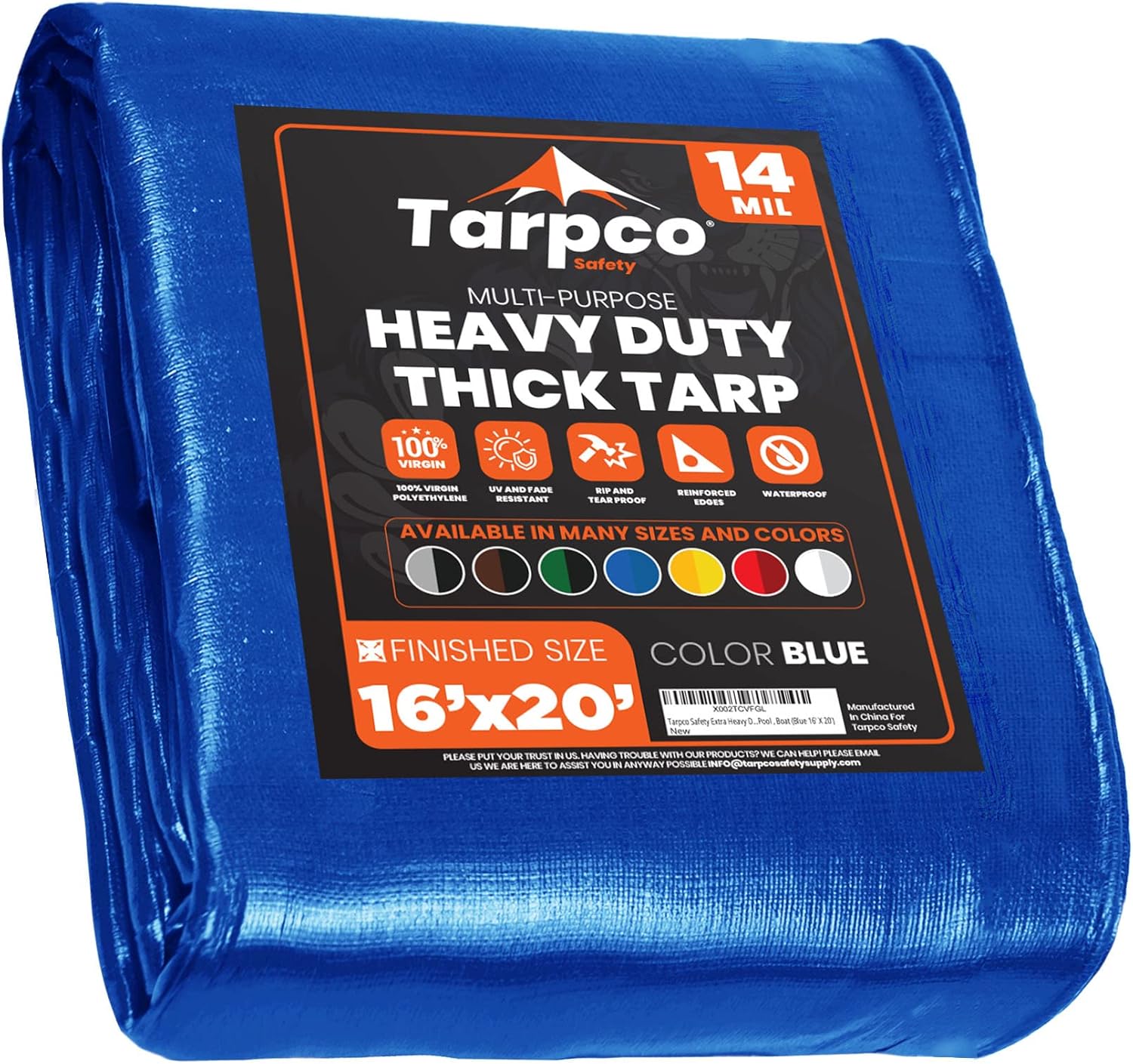 Tarpco Safety Extra Heavy Duty 14 Mil Tarp Cover for All Needs