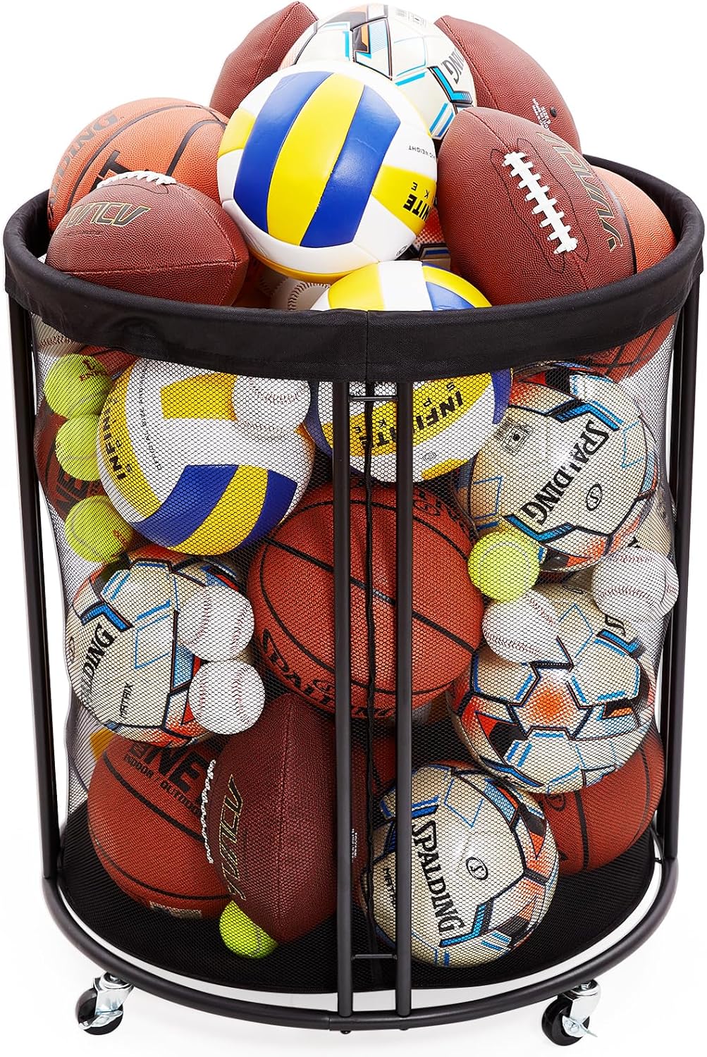 Ball Storage Bin with Wheels for Basketball and Soccer Gear