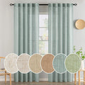 Sea Green Linen Curtains 84 in Length - Semi Sheer Privacy Panels