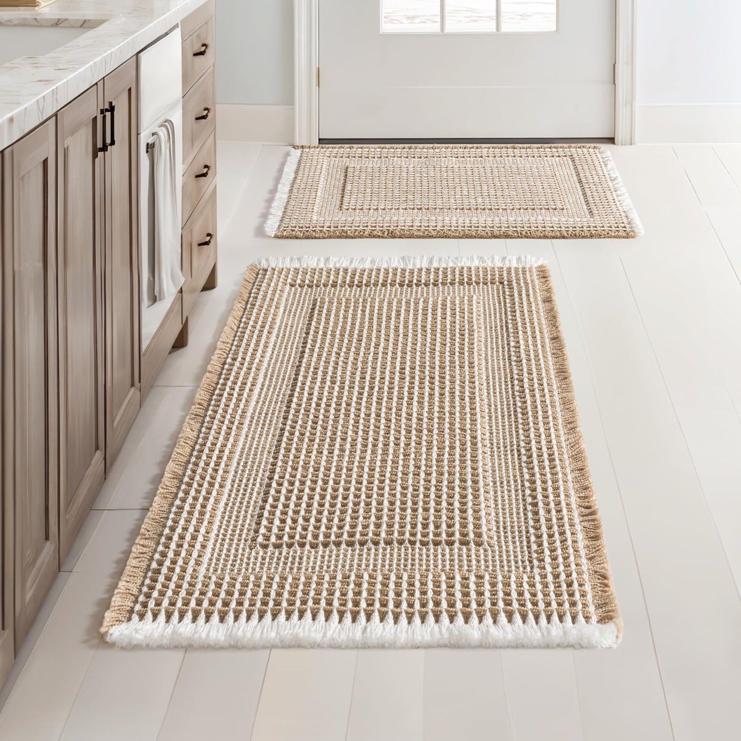MIULEE Set of 2 Waffle Bathroom Rugs for Comfort and Style
