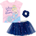 Girls Disney Princess 3 Piece Tulle Skirt Outfit Set - Toddler to Big