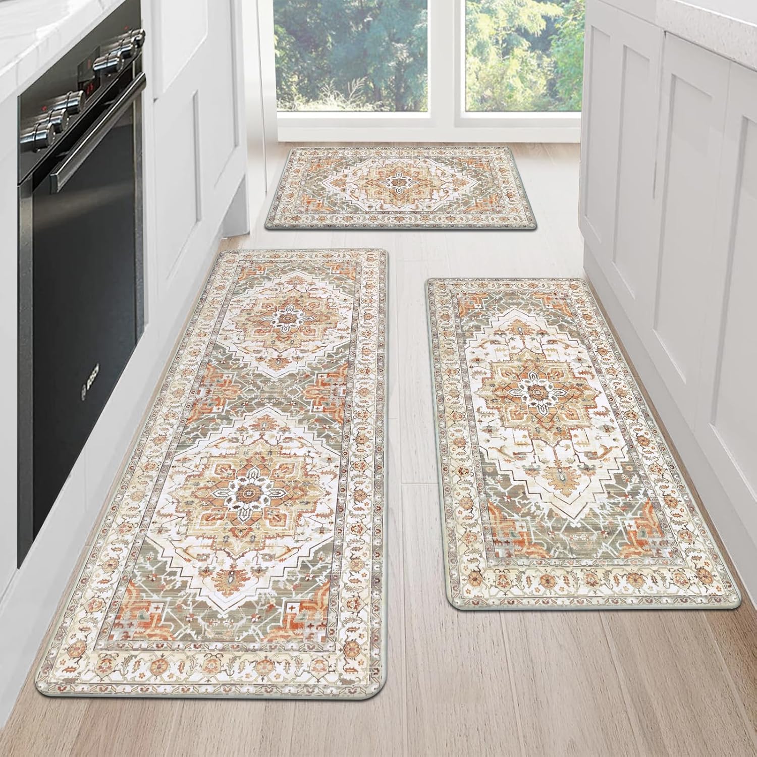 Cushioned Kitchen Rug Sets 3 Piece Anti Fatigue Comfort Mats