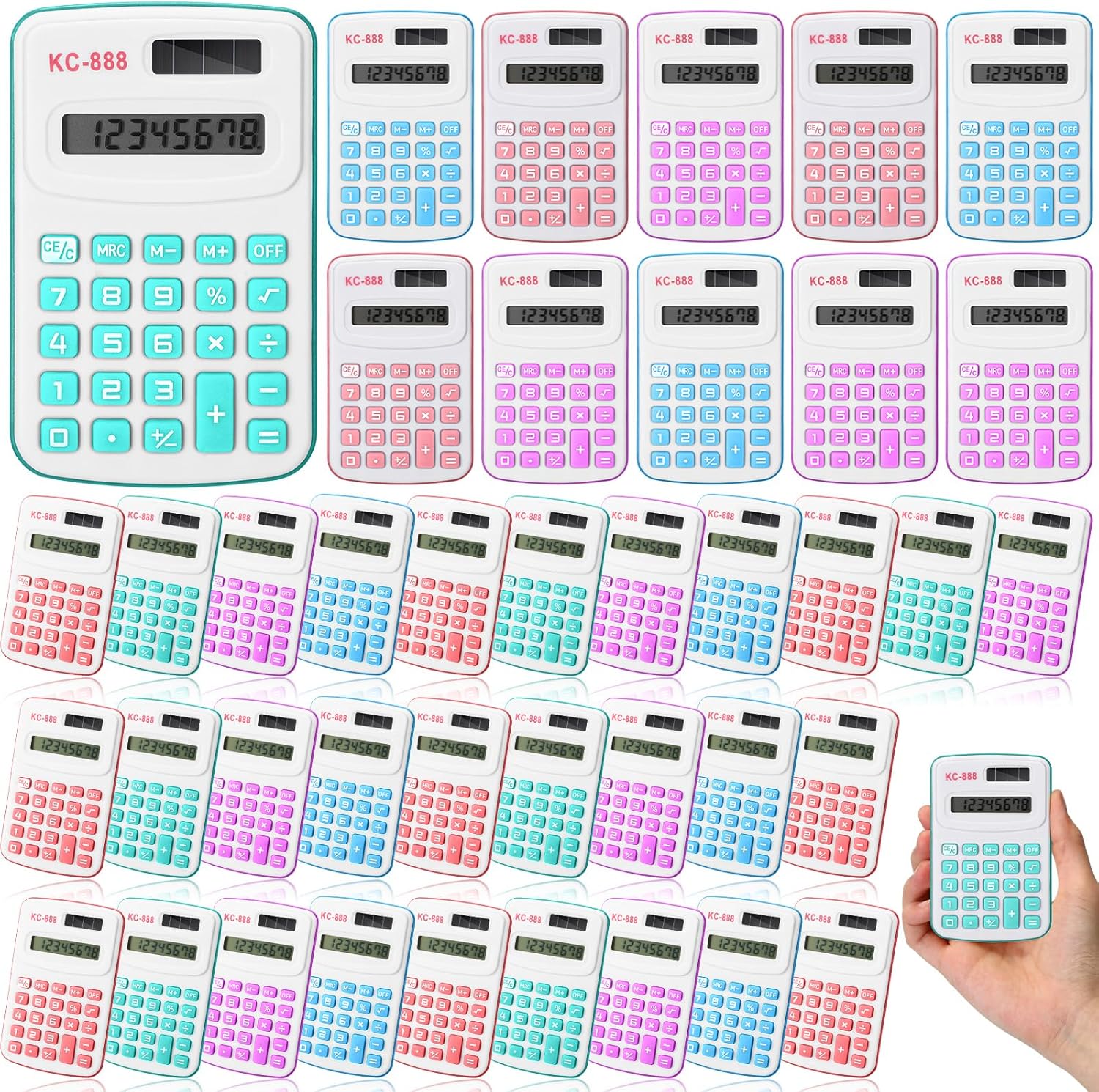 Pocket-Size Basic Calc Bulk Pack - Bright Colors, Office-School Essential