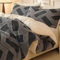 Tufted Boho Comforter Set King - Grey Fluffy Sherpa Quilt Set