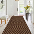 Runner Rug 3 ft x78 ft Brown Check - Non Slip Indoor Outdoor Runner