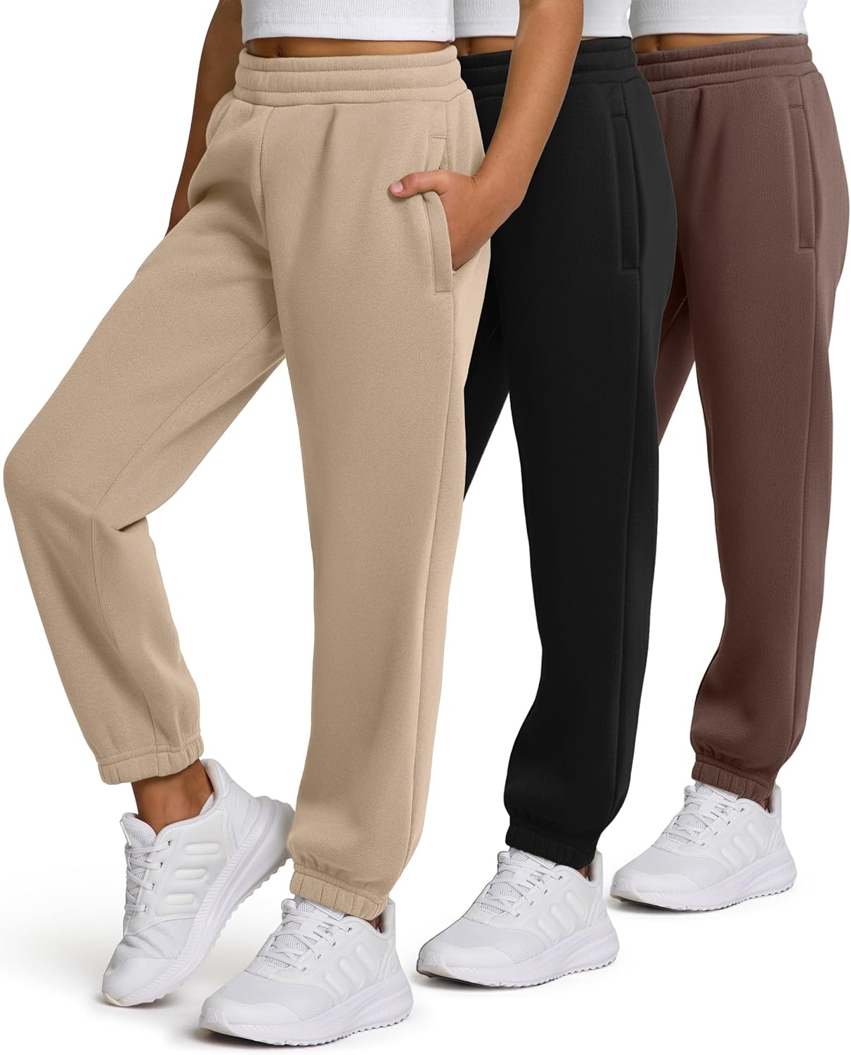 PURE CHAMP Girls Sweatpants 3 Pack Fleece Athletic Joggers