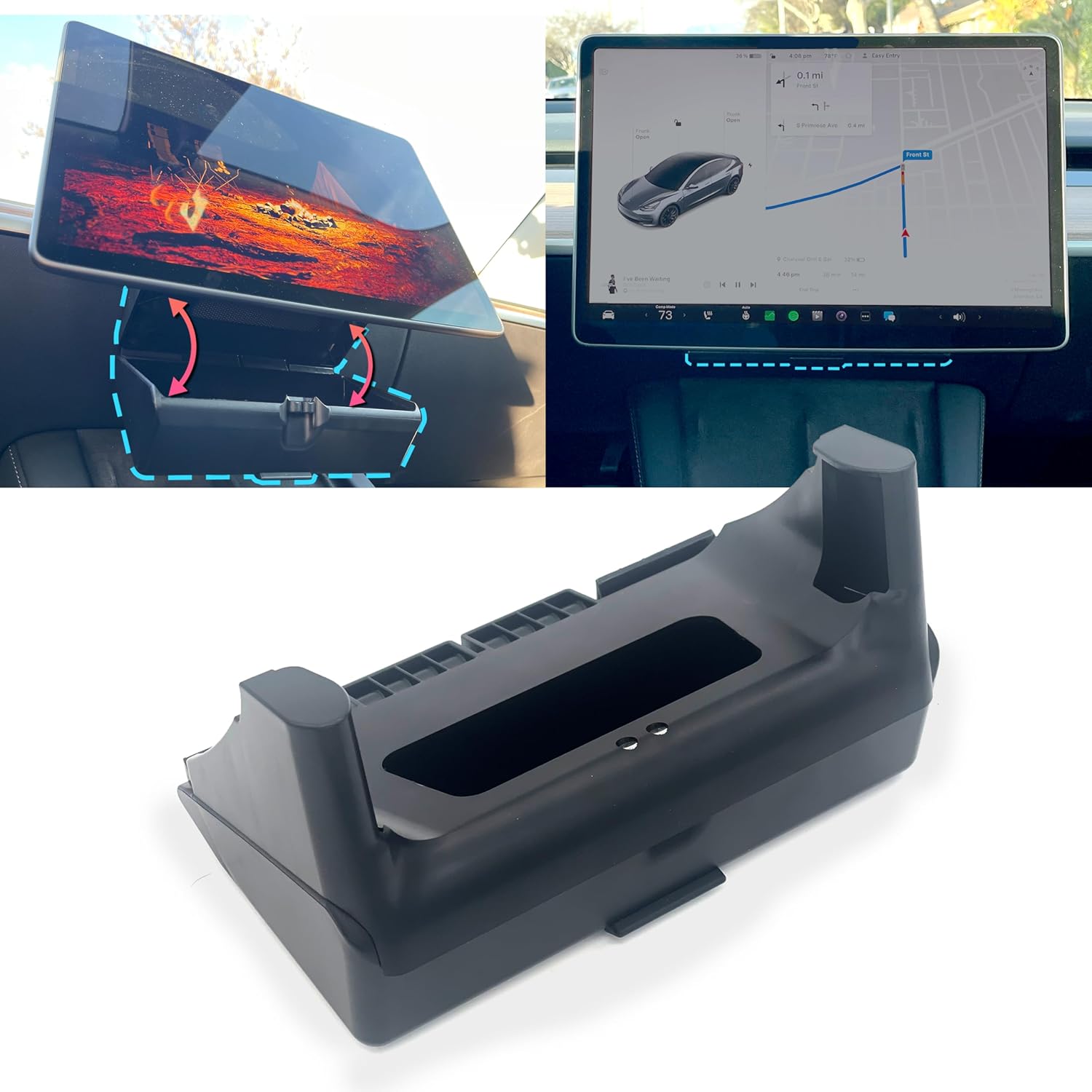 Hidden Under Screen Storage Box for Tesla Model 3 and Model Y