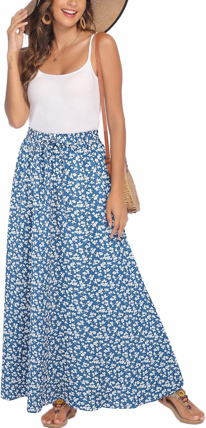 Bluetime Women Flowy Long Skirts for Summer Beach Style