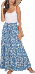 Women Flowy Chiffon Long Skirt - Pleated Elastic High Waist