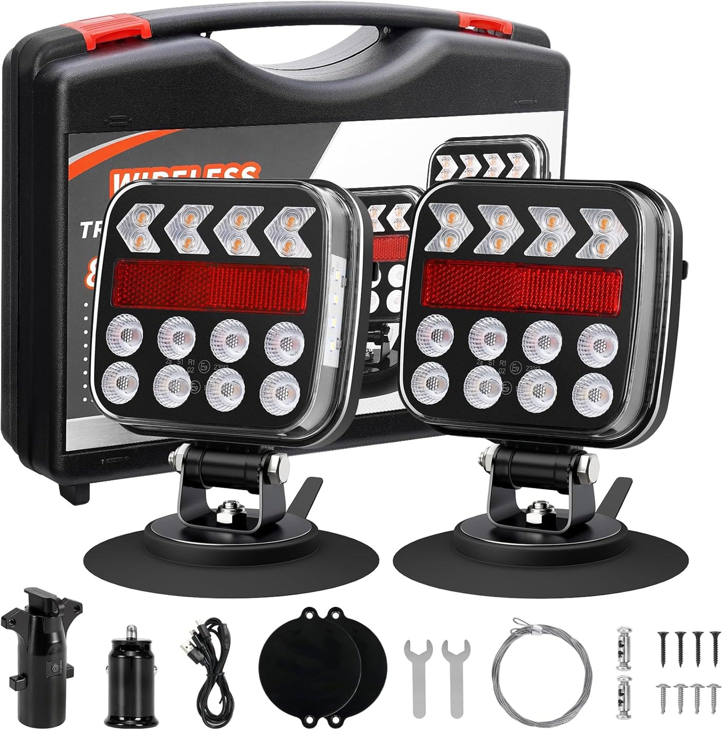 Wireless Trailer Lights with Magnetic LED and Reflectors for Safety