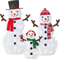 4ft 2D Snowman Family Lighted Set - Twinkling Outdoor Yard Decor