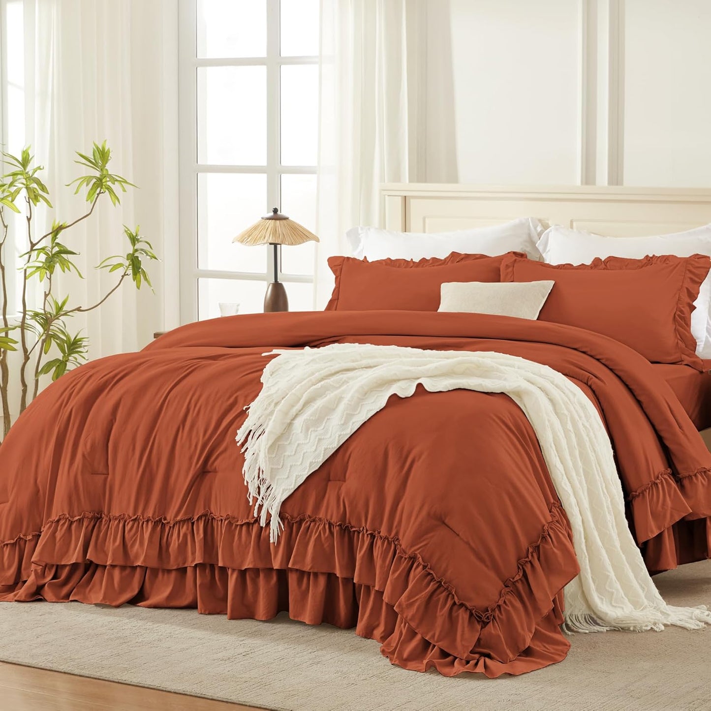 Andency Terracotta Queen Comforter Set for Cozy Bedroom Decor